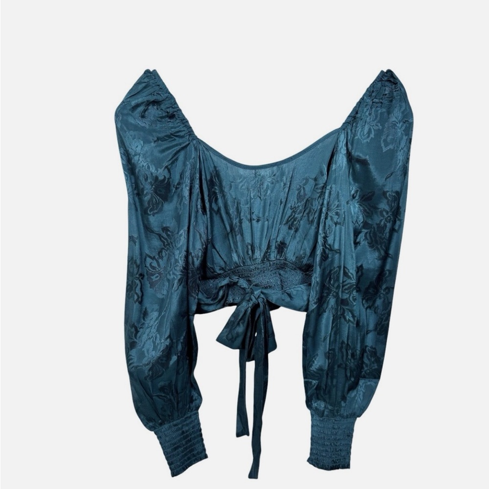 Band of the free Camille crossover crop top size medium deep teal - Picture 2 of 6
